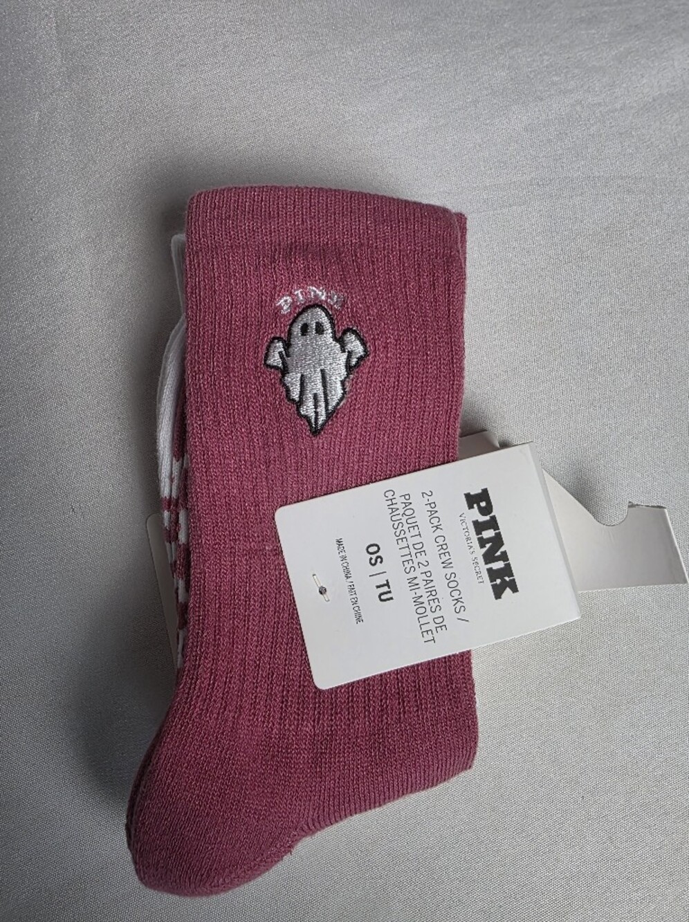 Victoria's Secret Pink New 2 Pack  Ghost Ghoul Crew Socks One Size